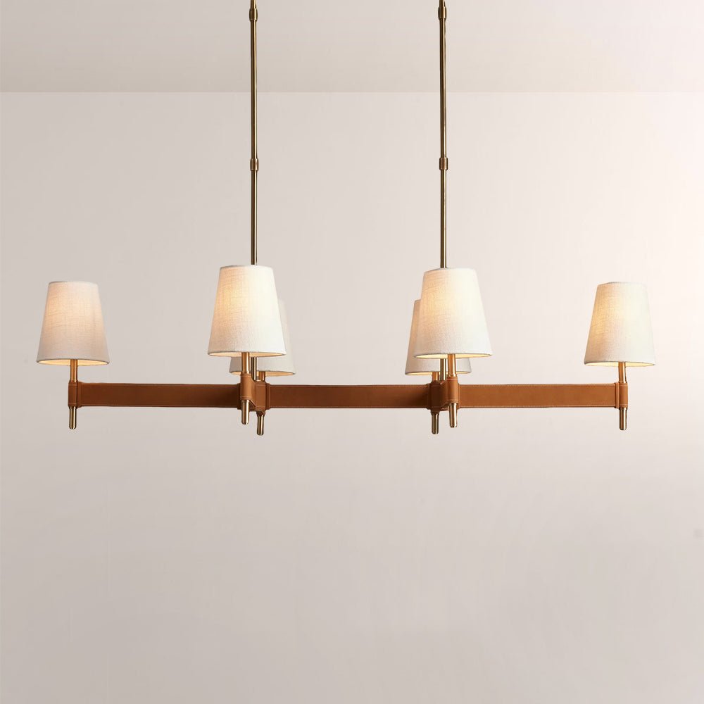 Haven Leather Brass Linear Chandelier - lampmodern