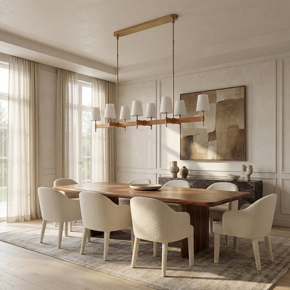 Haven Leather Brass Linear Chandelier - lampmodern