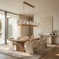 Haven Leather Brass Linear Chandelier - lampmodern