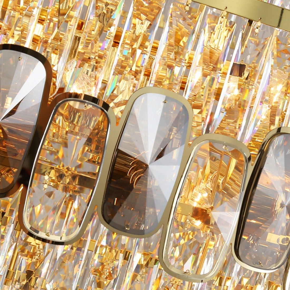 Honeycomb Shaped Ceiling Chandelier Extra Large Crystal Light Fixture For Foyer Staircase/ Entryway In Gold Finish - lampmodern