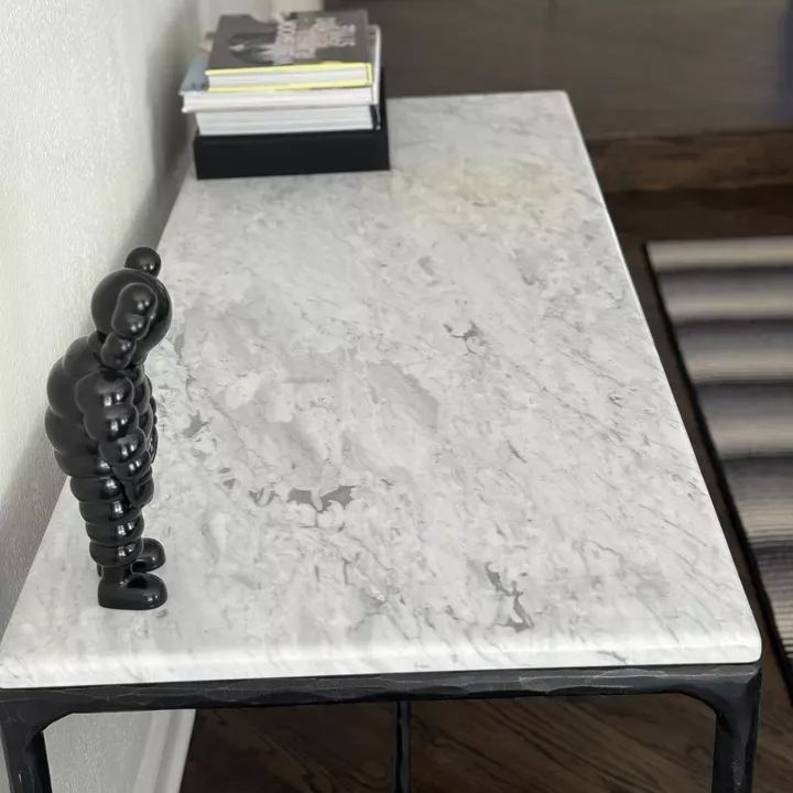 Thaddeus Forged Iron Rectangle Marble Console Table 60" 72" - Lamp Modern