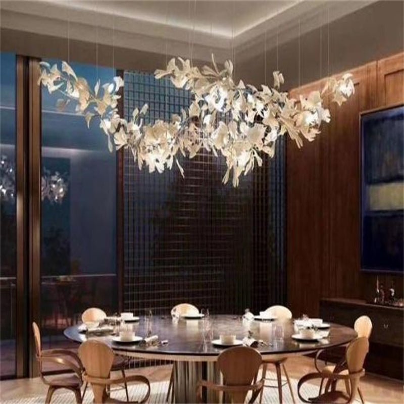 Keyah Porcelain Ginkgo Ceramics Chandelier, Modern Luxury Lights - lampmodern