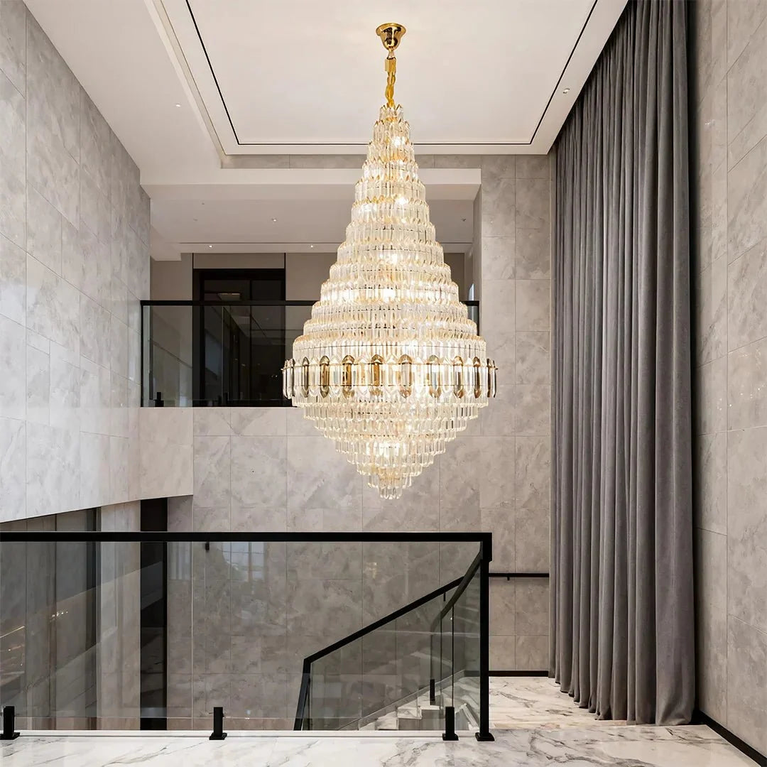 Large Gold Chandelier Luxury Art Glass - lampmodern