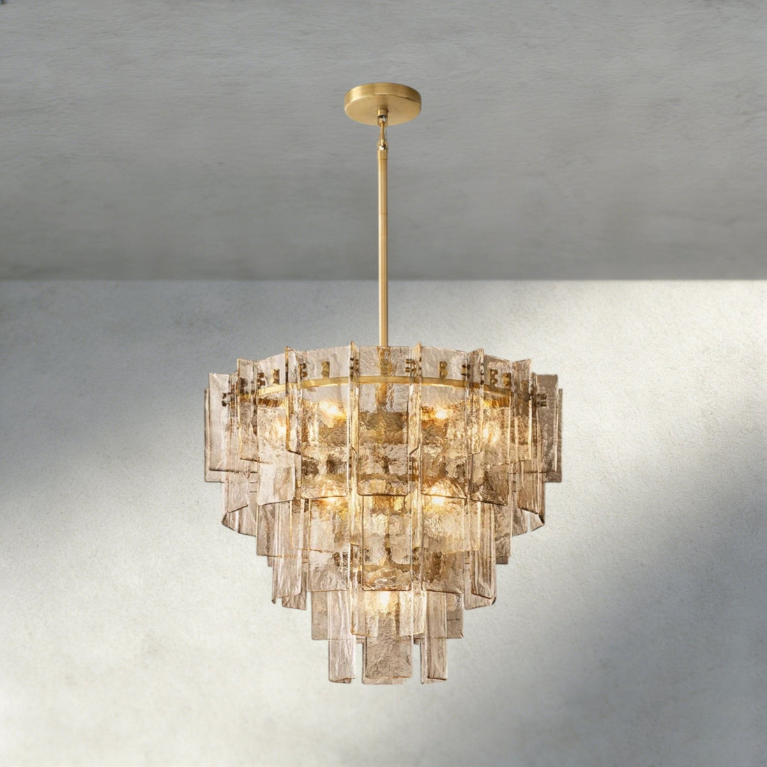 Lattlcy Smoke Glass Tiered Round Chandelier 36", 47" - lampmodern