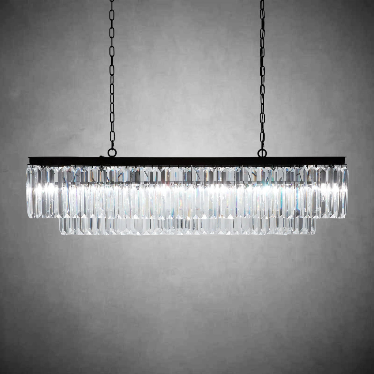 Leyland Tiered Rectangular Chandelier - lampmodern