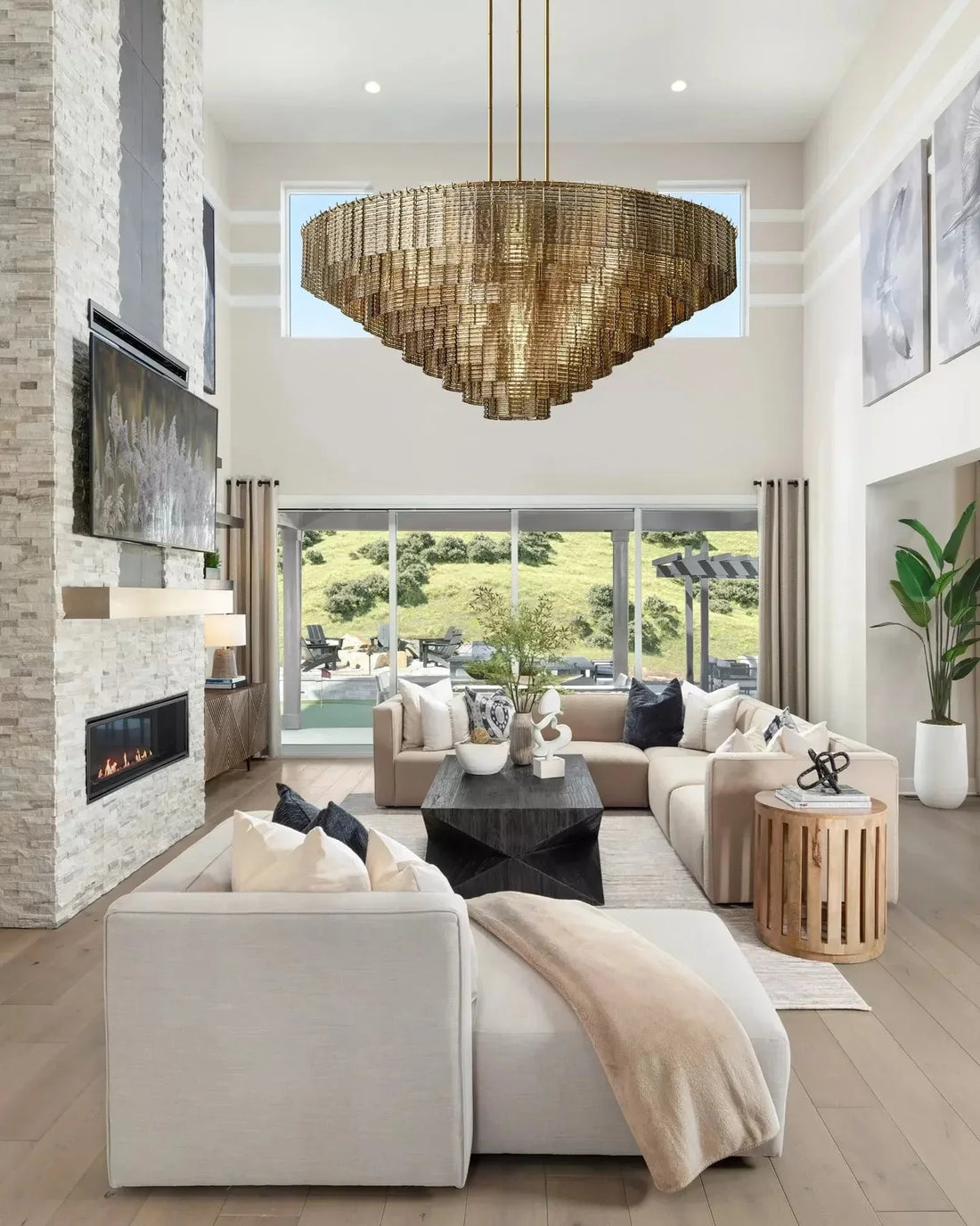 Lirene Smoke Glass Round Chandelier - lampmodern