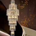 Long Crystal Staircase Chandelier Large Foyer Living Room Entryway Ceiling Light Fixture - lampmodern