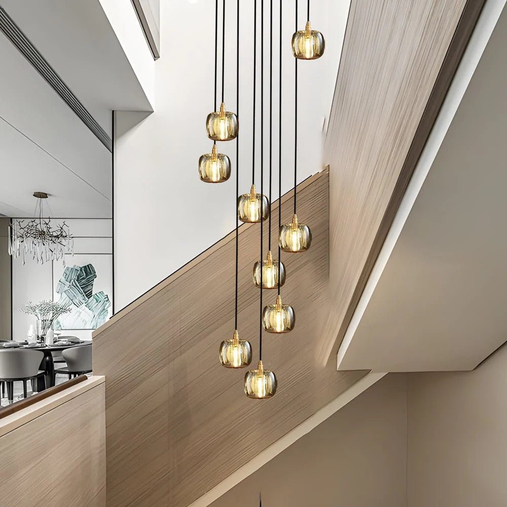 Long Spiral Cubes Crystal Chandelier for Staircase - lampmodern