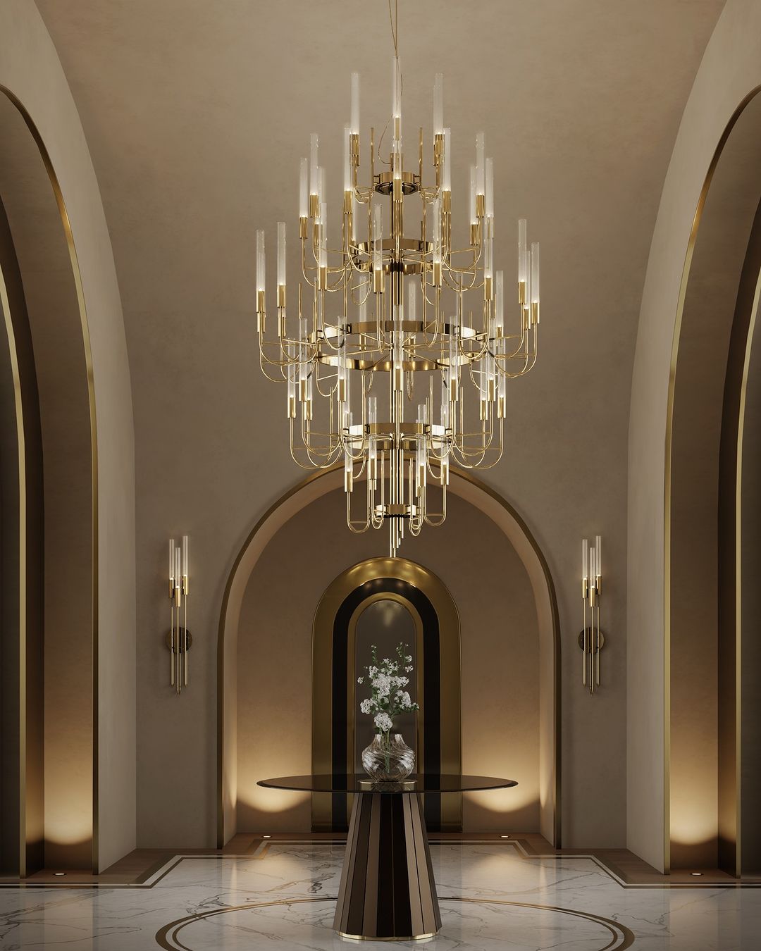 Luxury 5 - Tier Crystal Rods Luxury Gala Chandelier - lampmodern