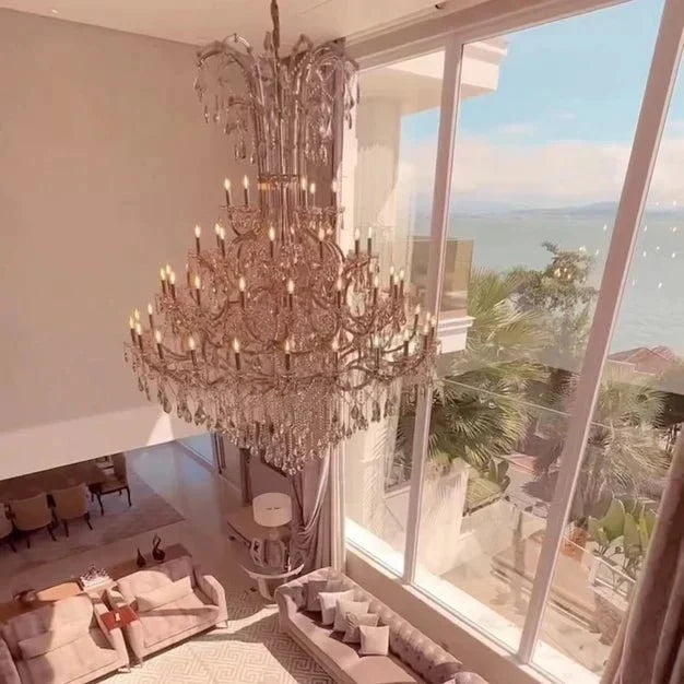 Luxury Classic Multi - layers Candle Crystal Dimmable Tiered Chandelier in Gold/Silver Finish - lampmodern