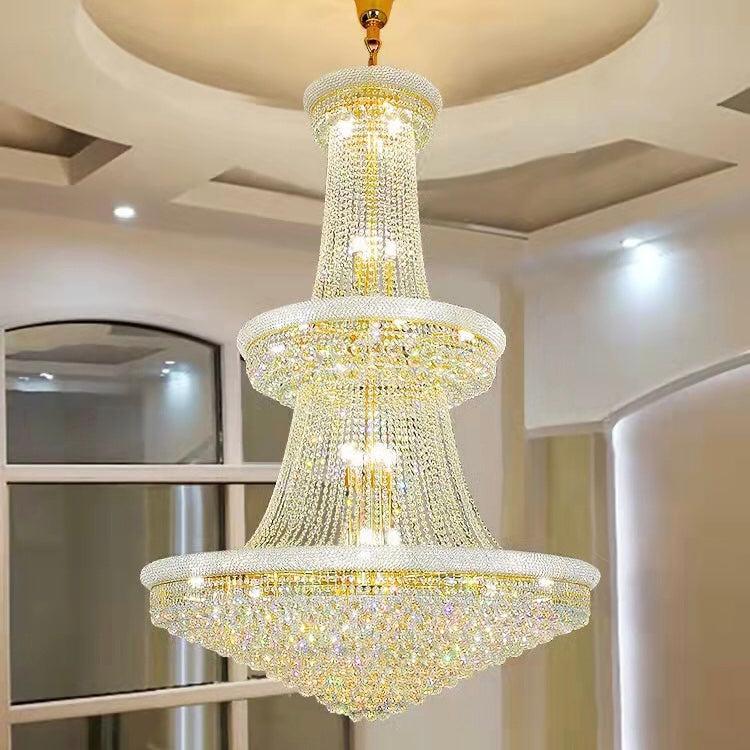 Luxury Crystal Chandelier for Grand Villa Hall and Duplex Staircase Lighting - lampmodern