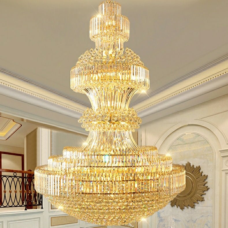 Luxury Extra Large Round Ceiling Lighting Fixture Stately Crystal Chandelier For Foyer Entryway/ Entrance - lampmodern