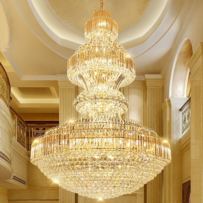 Luxury Extra Large Round Ceiling Lighting Fixture Stately Crystal Chandelier For Foyer Entryway/ Entrance - lampmodern