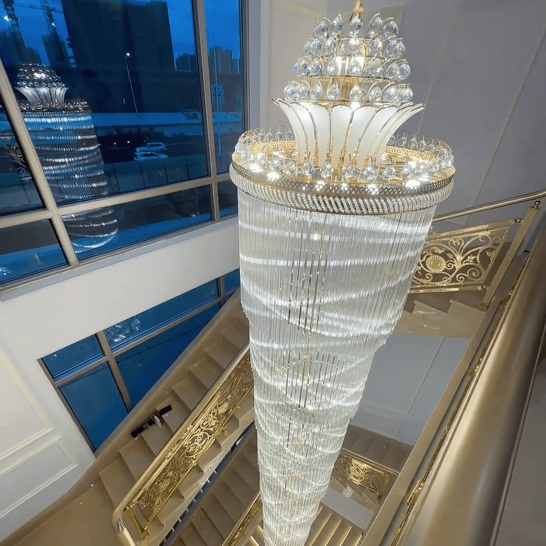 Luxury Extra Long Crystal Chandelier for Villa/Staircase/Foyer - lampmodern