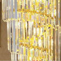 Luxury Gold Trimmed Long Crystal Chandelier Foyer Staircase Extra Large Ceiling Light Fixture - lampmodern