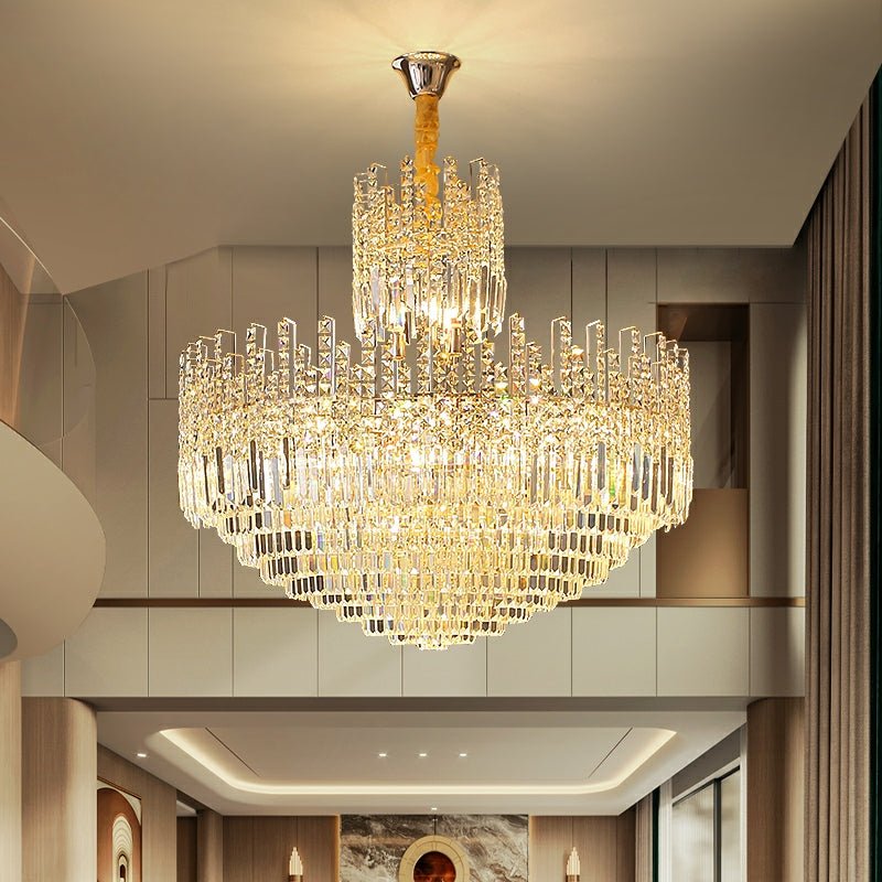 Luxury Hotel Hallway Ceiling Lighting Fixture Large Round Crystal Chandelier For Foyer Living Room Staircase - lampmodern