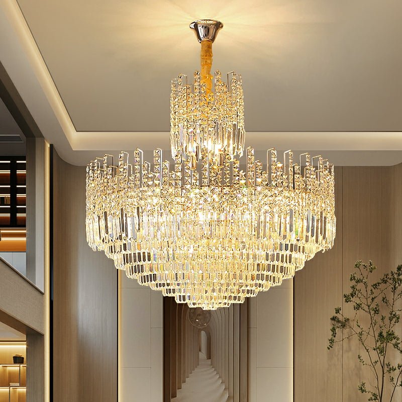 Luxury Hotel Hallway Ceiling Lighting Fixture Large Round Crystal Chandelier For Foyer Living Room Staircase - lampmodern