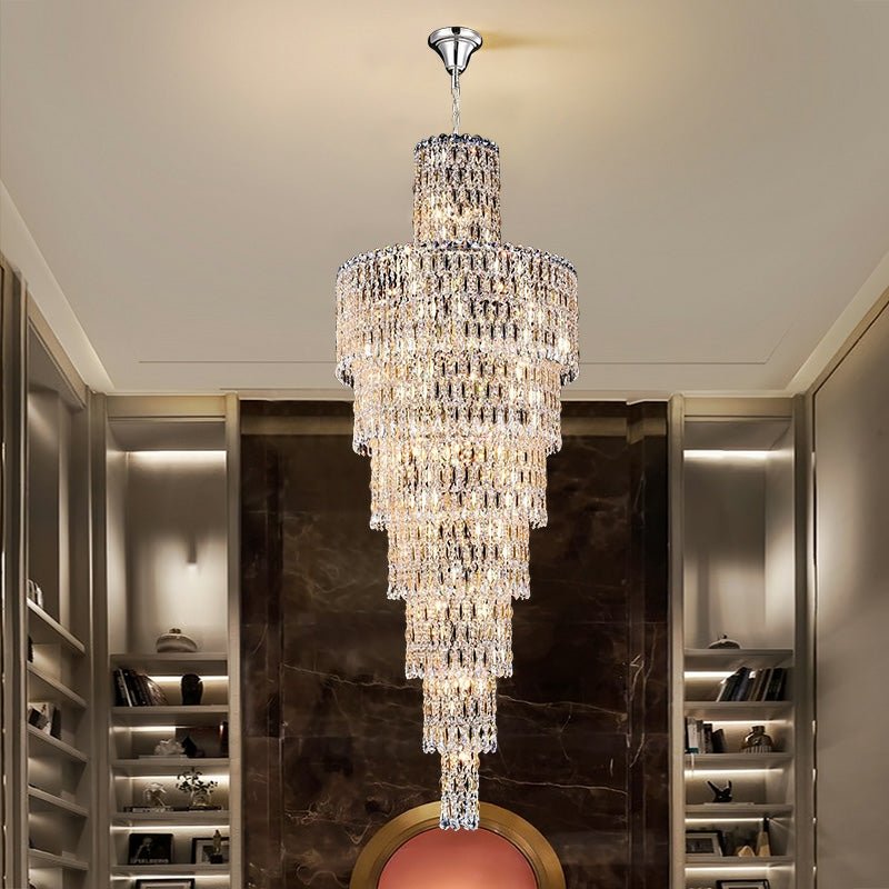 Luxury Large Crystal Chandelier For Hight Ceiling Living Room Long Staircase Light Fixture - lampmodern