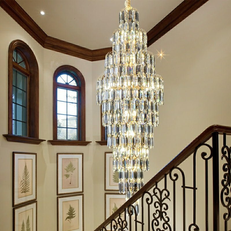 Luxury Large Foyer Staircase K9 Crystal Chandelier Long Ceiling Lighting Fixture For Living Room Hall - lampmodern