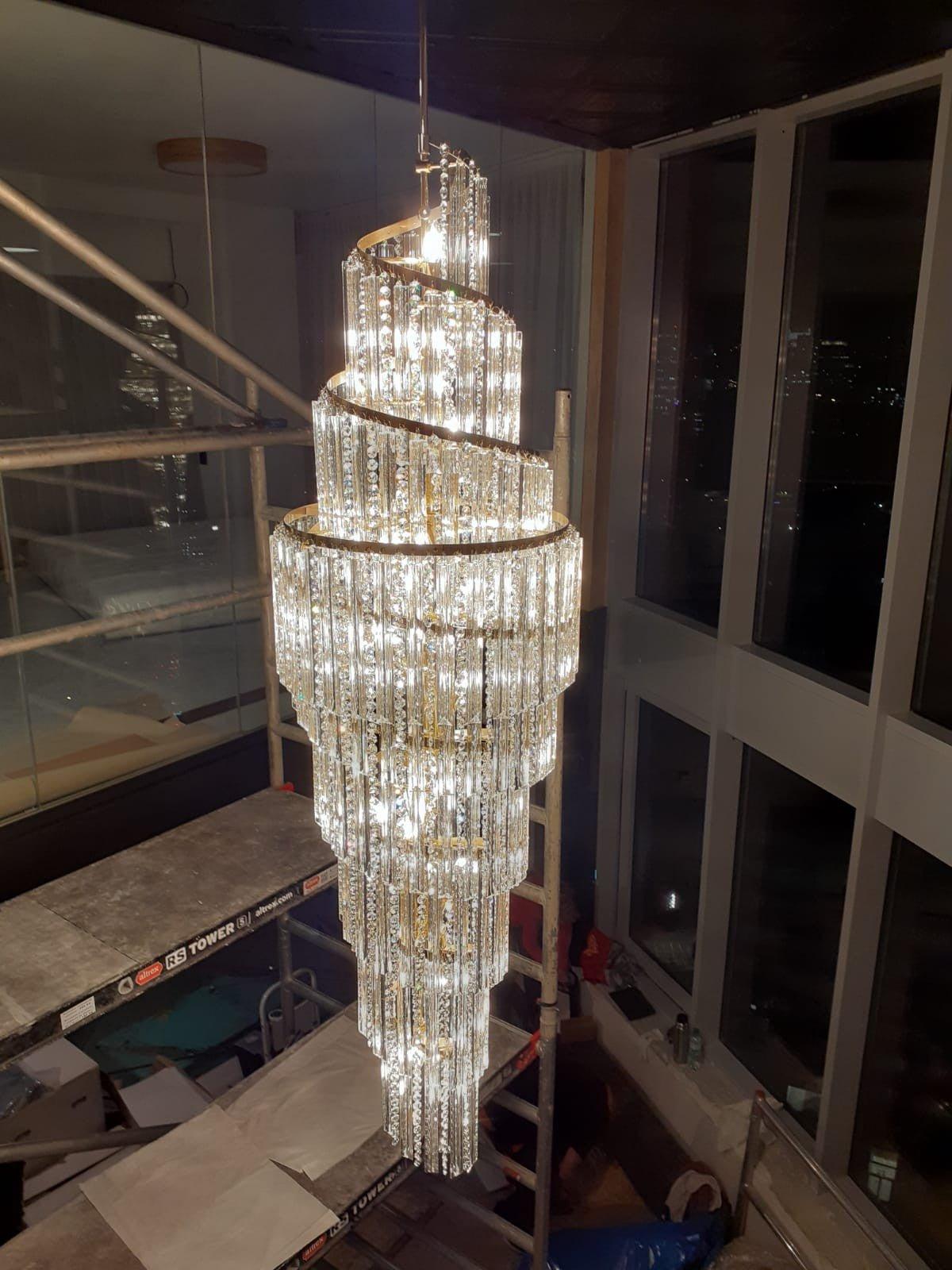 Luxury Spiral Crystal Chandelier for High - ceiling/Foyer/Staircase - D21.6"*H86.6"/60.4kgWarm Lightlampmodern