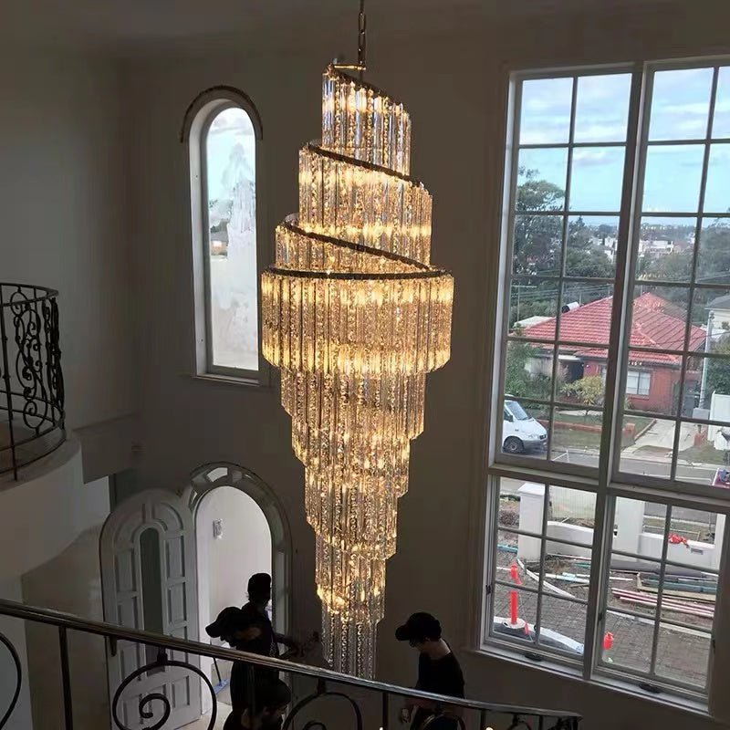Luxury Spiral Crystal Chandelier for High - ceiling/Foyer/Staircase - D21.6"*H86.6"/60.4kgWarm Lightlampmodern