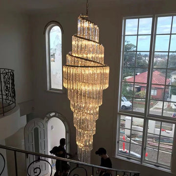 Luxury Spiral Crystal Chandelier for High - ceiling/Foyer/Staircase - D21.6"*H86.6"/60.4kgWarm Lightlampmodern