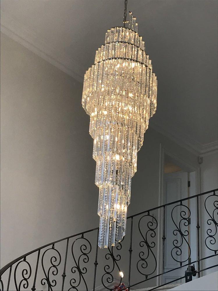 Luxury Spiral Crystal Chandelier for High - ceiling/Foyer/Staircase - D21.6"*H86.6"/60.4kgWarm Lightlampmodern