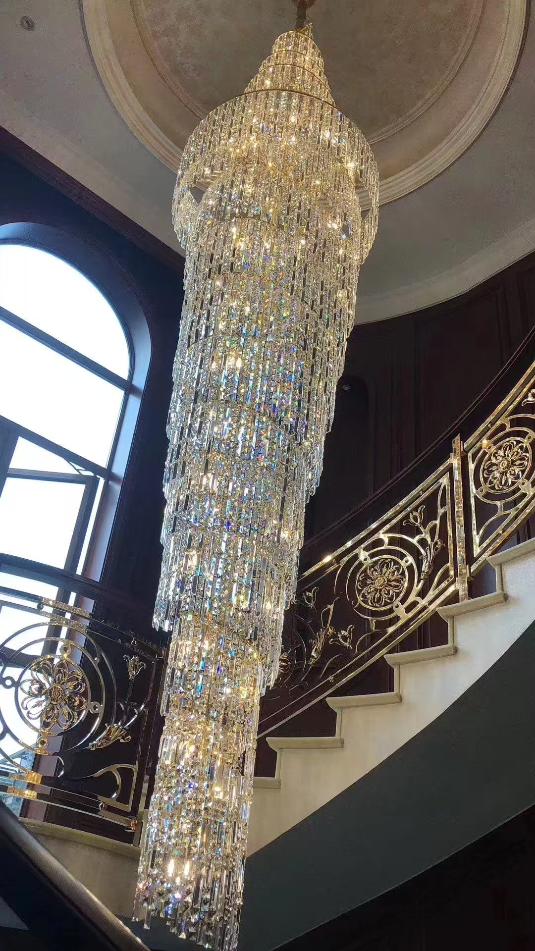 Luxury Spiral Crystal Chandelier for High - ceiling/Foyer/Staircase - D31.5"*H126"/110kgWarm Lightlampmodern