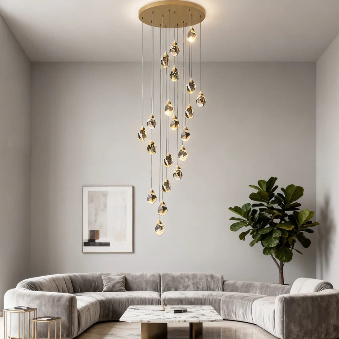 Luxury Staircase Chandelier Modern Spiral Crystal High Ceiling Light - lampmodern