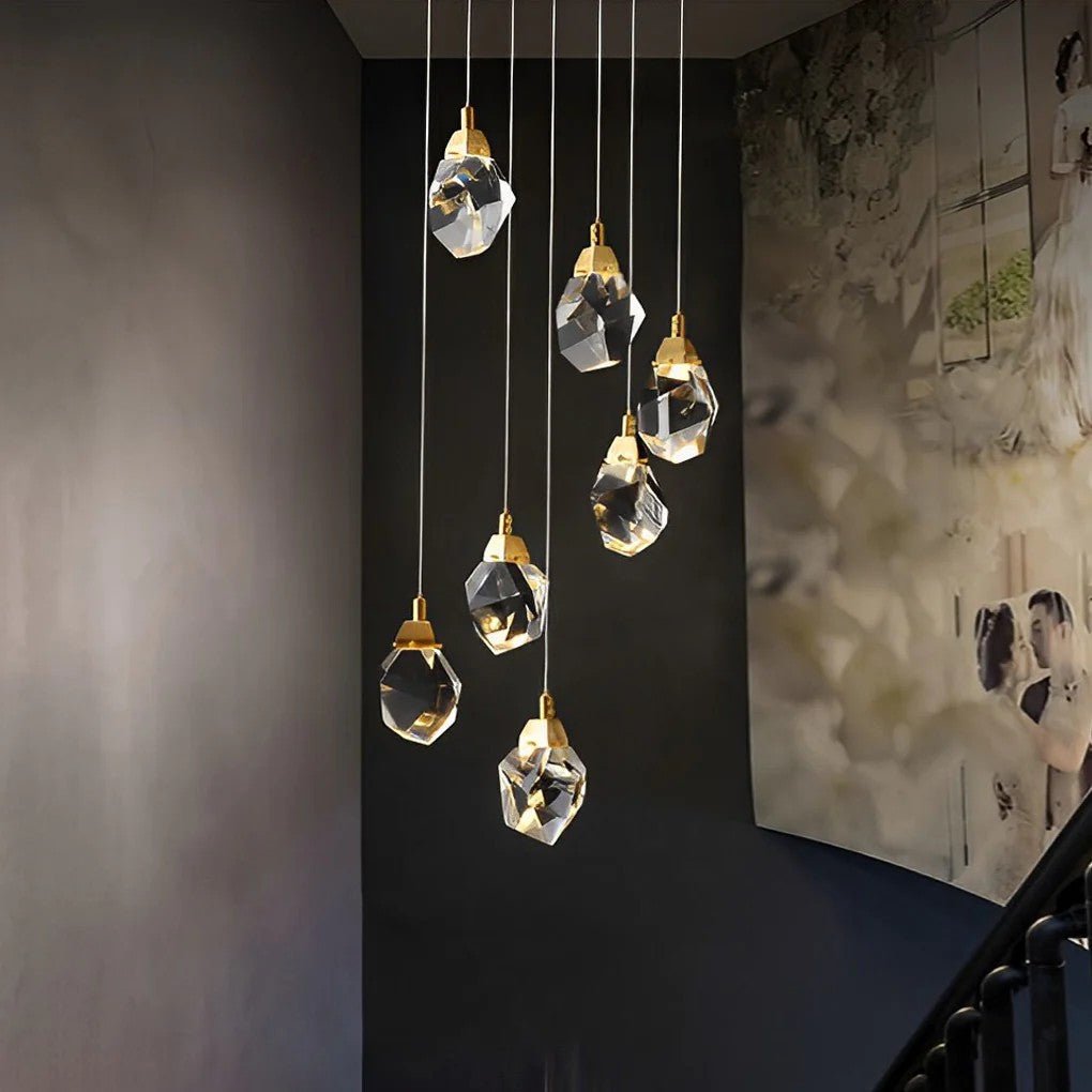 Luxury Staircase Chandelier Modern Spiral Crystal High Ceiling Light - lampmodern
