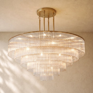 Amad Round Glass Rod Chandelier