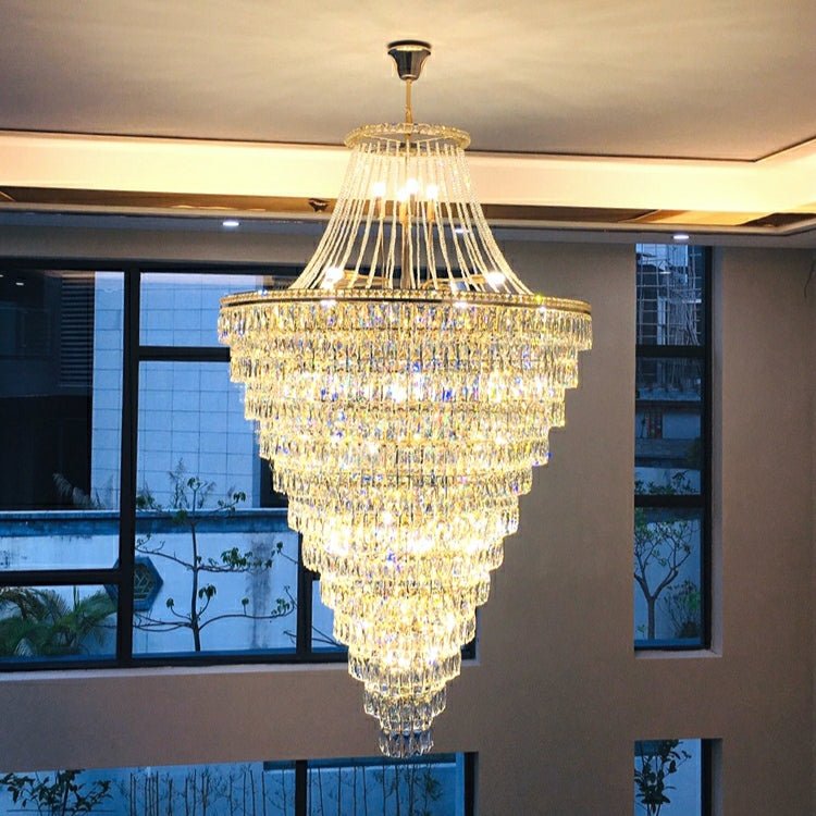 Magnificent Extra Large Foyer Hall Chandelier Tiered Crystal Ceiling Lighting Fixture For Living Room Decor - lampmodern