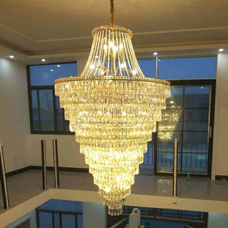 Magnificent Extra Large Foyer Hall Chandelier Tiered Crystal Ceiling Lighting Fixture For Living Room Decor - lampmodern