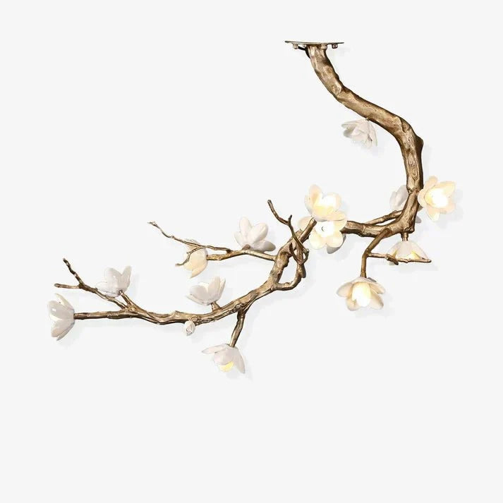 Magnolia Branch & Brass Floral Chandelier - lampmodern
