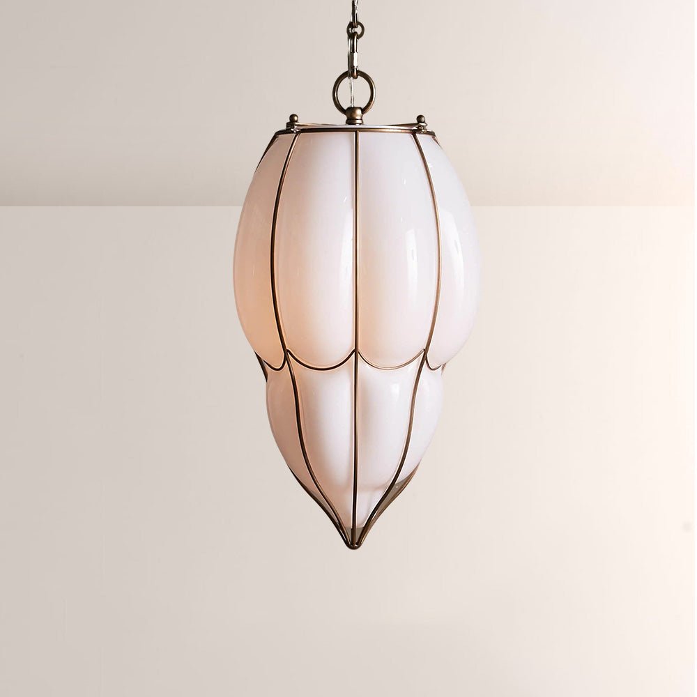 Mara Caged Opal Glass & Brass Large Pendant - lampmodern