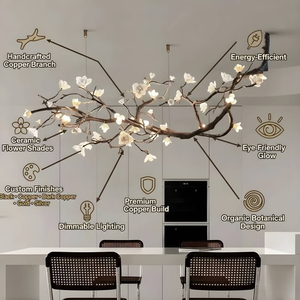 Minas Rustic Tree Branch Chandelier - Black47.24” ( 120 cm )Warm White 3000Klampmodern