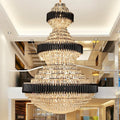 Modern Black Iron Crystal Chandelier For Foyer Staircase Luxurious Design Ceiling Light Fixture - lampmodern