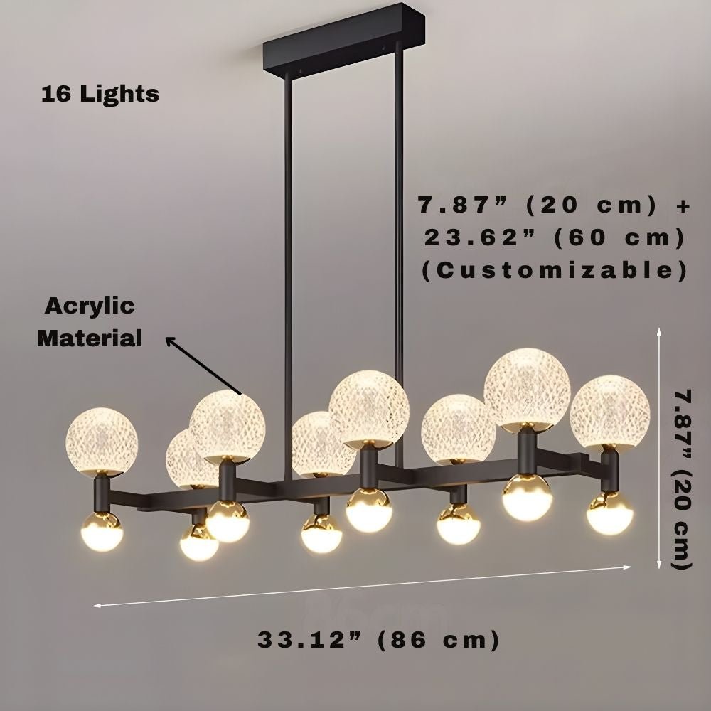 Modern Black Linear Dining Room Chandelier 12/16 Lights - 16 LightWarm White 3000Klampmodern