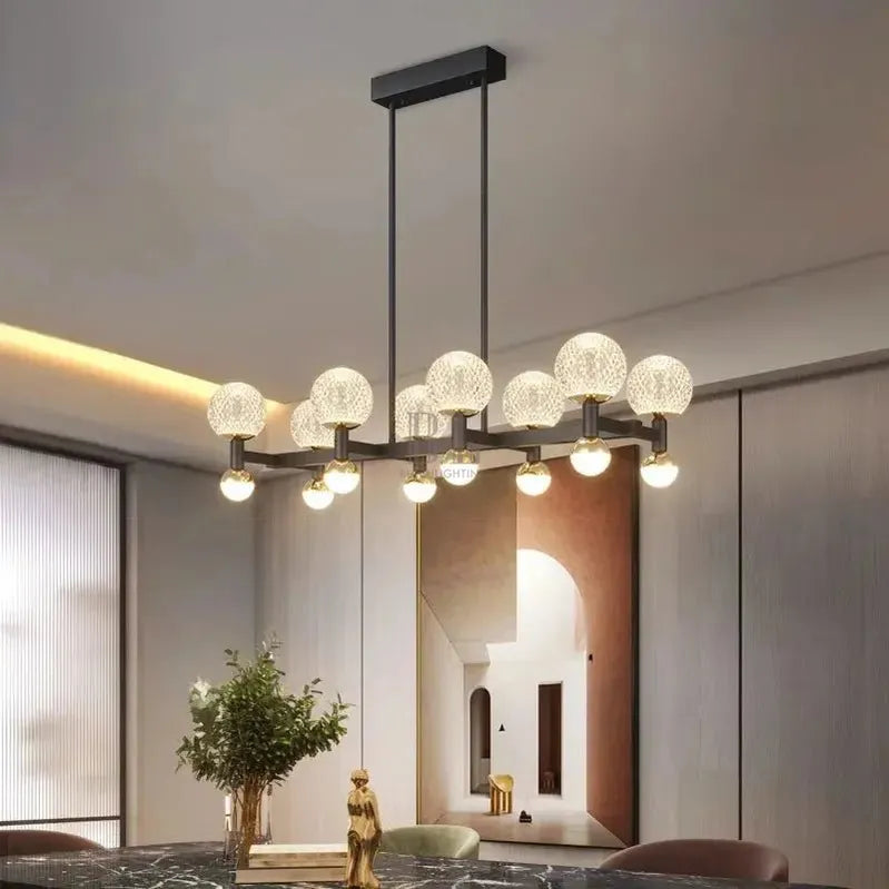 Modern Black Linear Dining Room Chandelier 12/16 Lights - 16 LightWarm White 3000Klampmodern