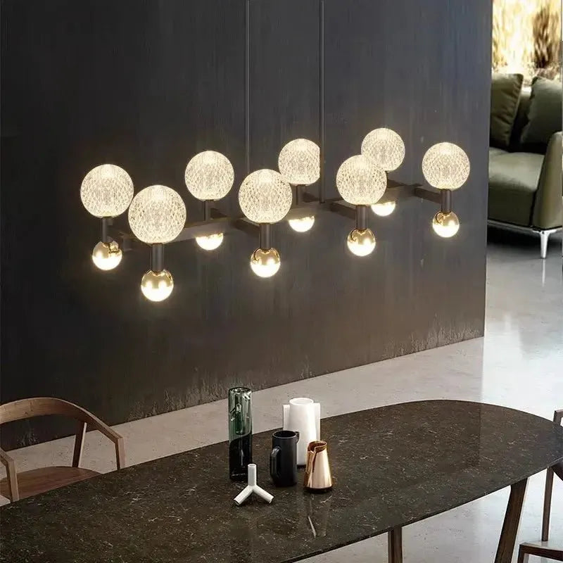 Modern Black Linear Dining Room Chandelier 12/16 Lights - 12 LightWarm White 3000Klampmodern