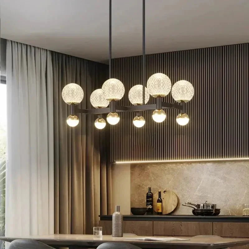 Modern Black Linear Dining Room Chandelier 12/16 Lights - 12 LightWarm White 3000Klampmodern
