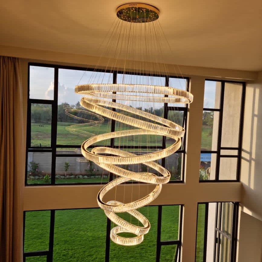 Modern Front Entryway Chandelier 5/6/7 Rings Crystal Gold/ Chrome Finish Ceiling Lamp - lampmodern