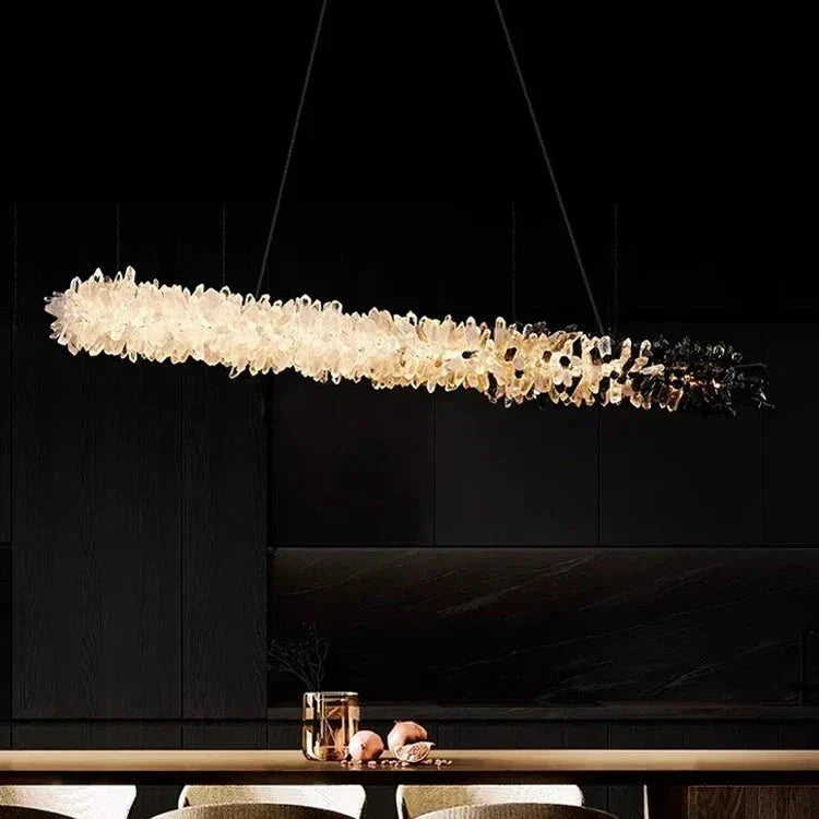 Modern Linear Natural Crystal Stick Chandelier - L39.4"*H6.3"Warm Lightlampmodern