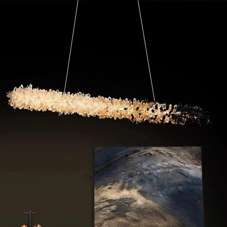 Modern Linear Natural Crystal Stick Chandelier - L59.1"*H6.3"Warm Lightlampmodern