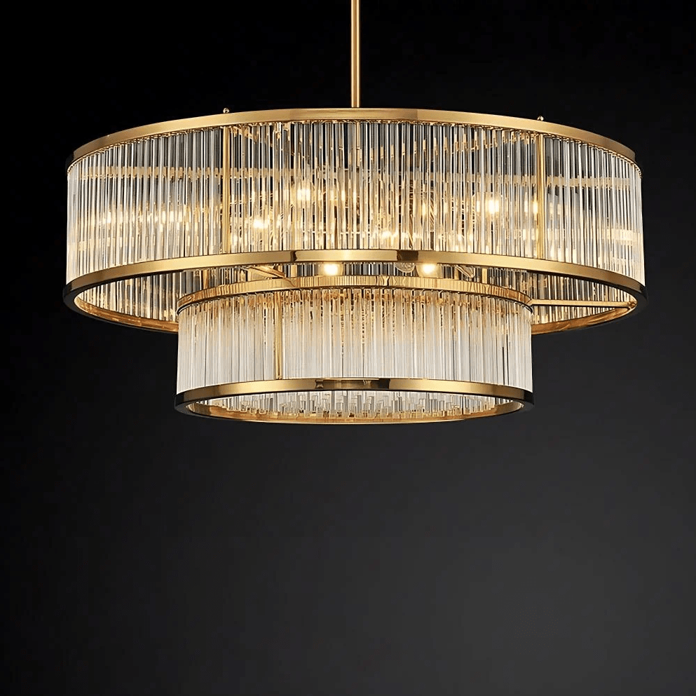 Modern Round/Rectangular Glass Rods Chandelier - Round/D31.5"*H11.8“Warm Lightlampmodern