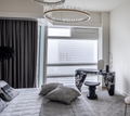 Modern Style Rings Brass & Natural Quartz Crystal Chandelier in Brass/Black Finish - 1 Tier / D23.6