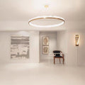 Modern Style Rings Brass & Natural Quartz Crystal Chandelier in Brass/Black Finish - 1 Tier / D23.6