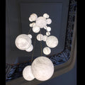 Nami Alabaster Sphere Staircase Chandelier Brass Multi Pendant Light - lampmodern