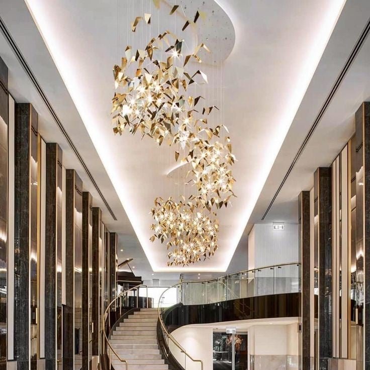 New Creative Golden Wings Floating Chandelier for Hall/Hotel/Restaurant - lampmodern