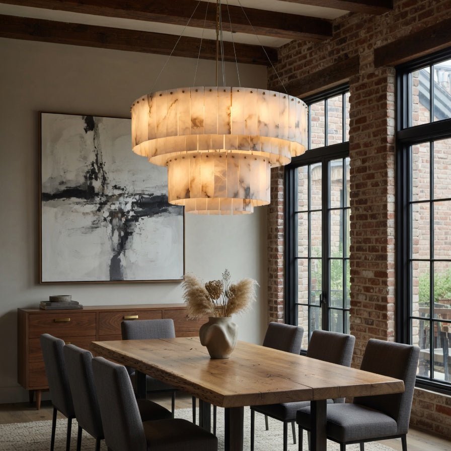 Oakley Layered Marble Chandelier - 31" - lampmodern